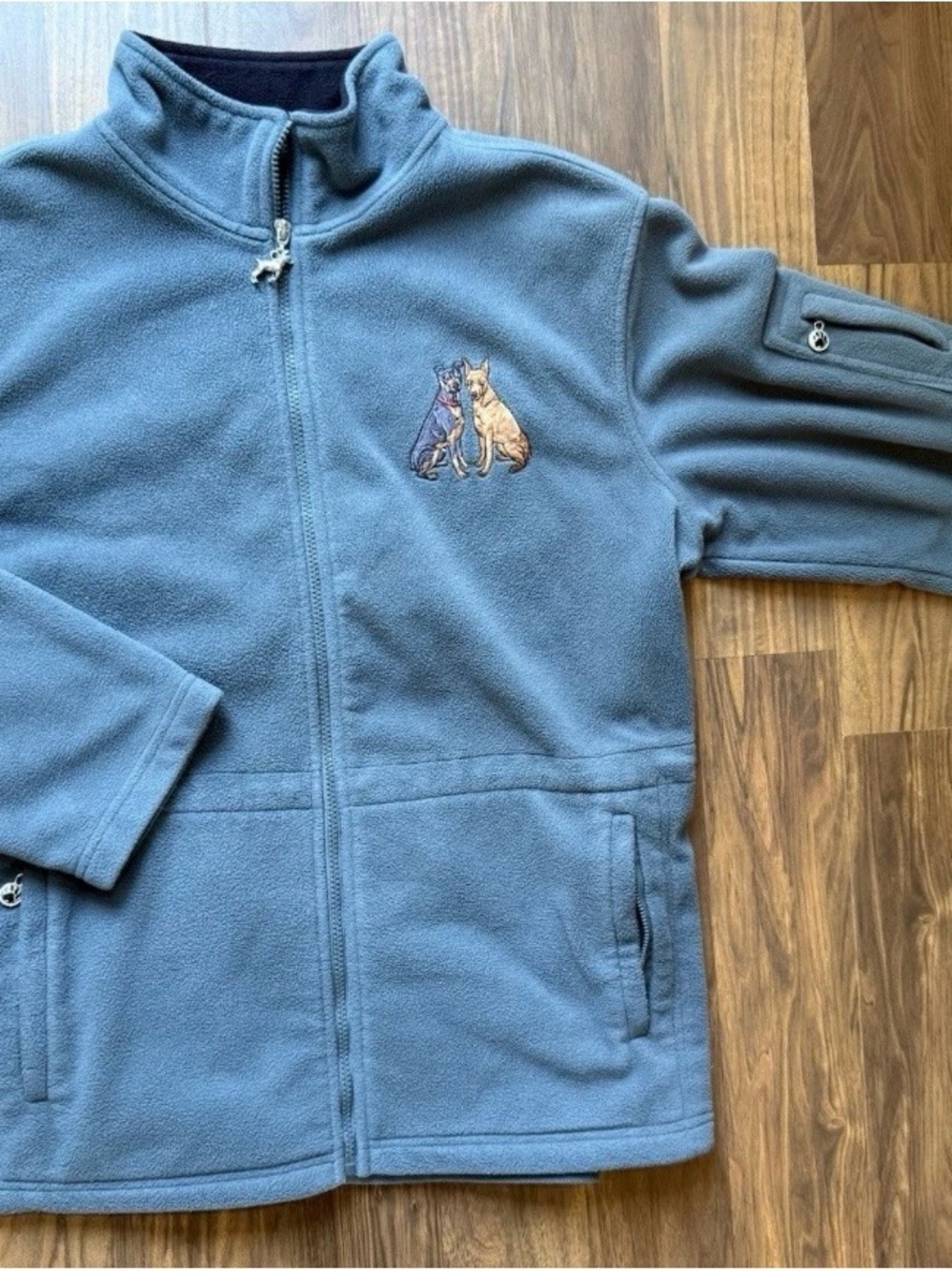 Danbury Mint Light Blue Kids Fleece Zip Jacket with Dog Embroidery